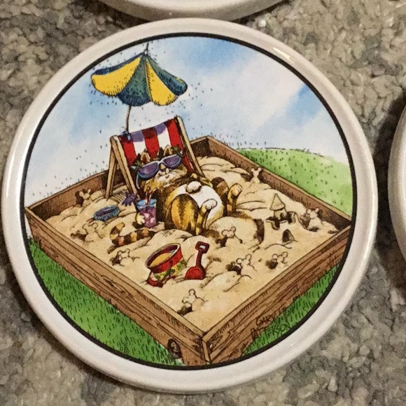 Set of 4 Gary Patterson Cartoon Cat Non-Slip Ceramic Coasters by Clay Design - Picture 5 of 7